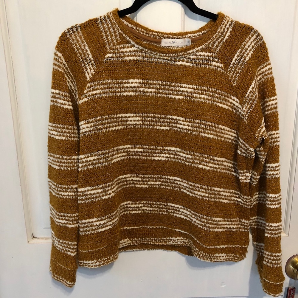 Mustard and Cream Striped Sweater 💛🤍